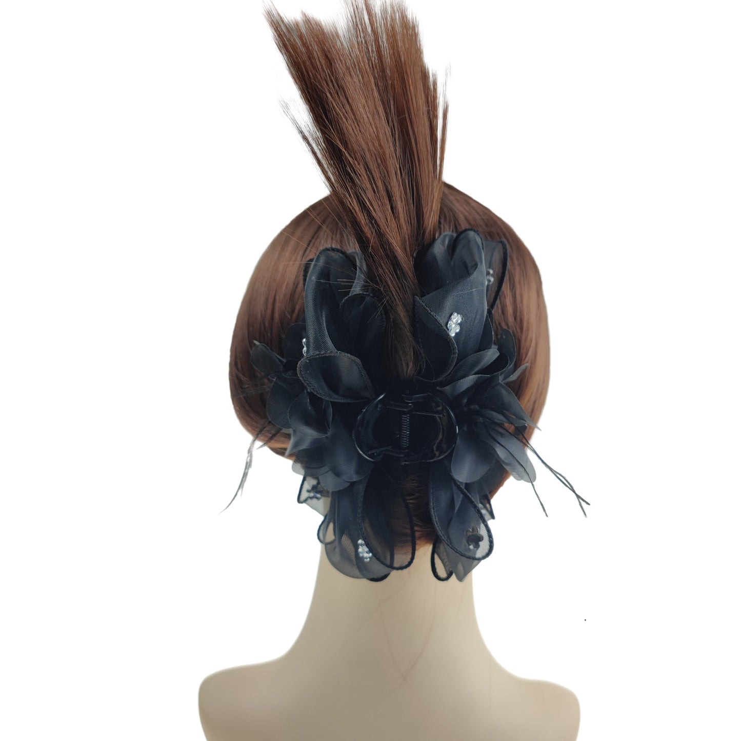 5 Inches Rhinestone Decor Flower Mesh Bow Clip HC4112-26 (12PC)