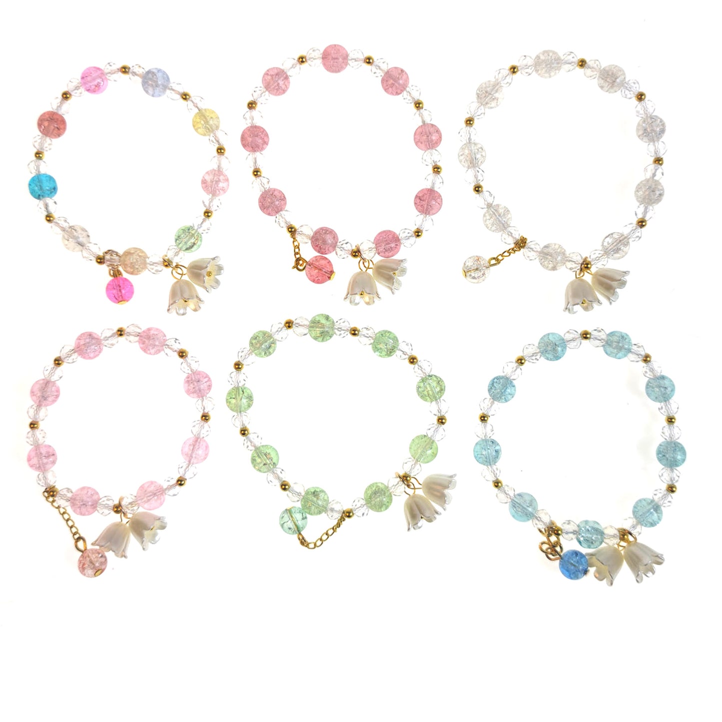 Crystal Flower Charm Bracelet BR1128-24 (12PC)