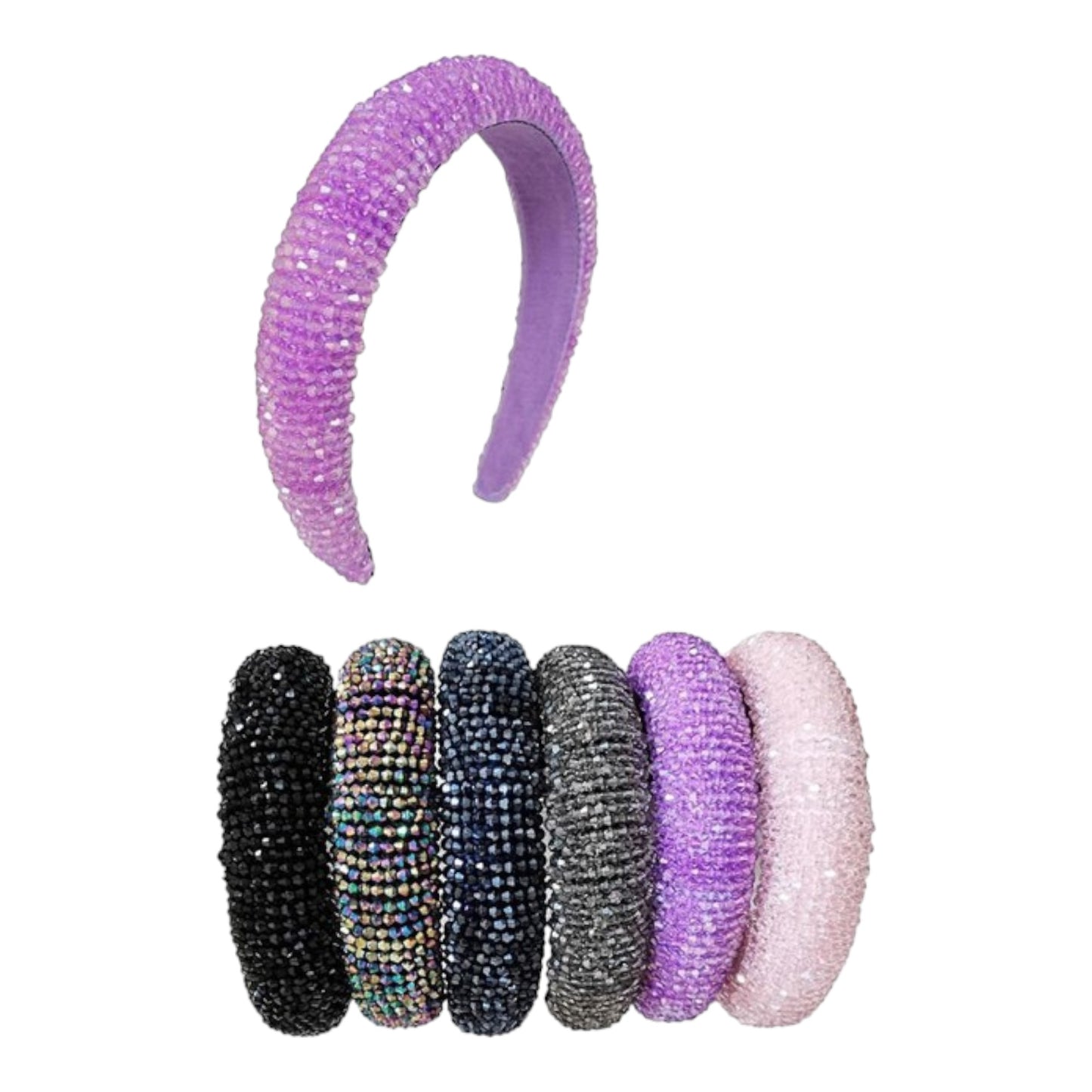 Multi Crystal Beaded Headband HB1203-2 (12PC)