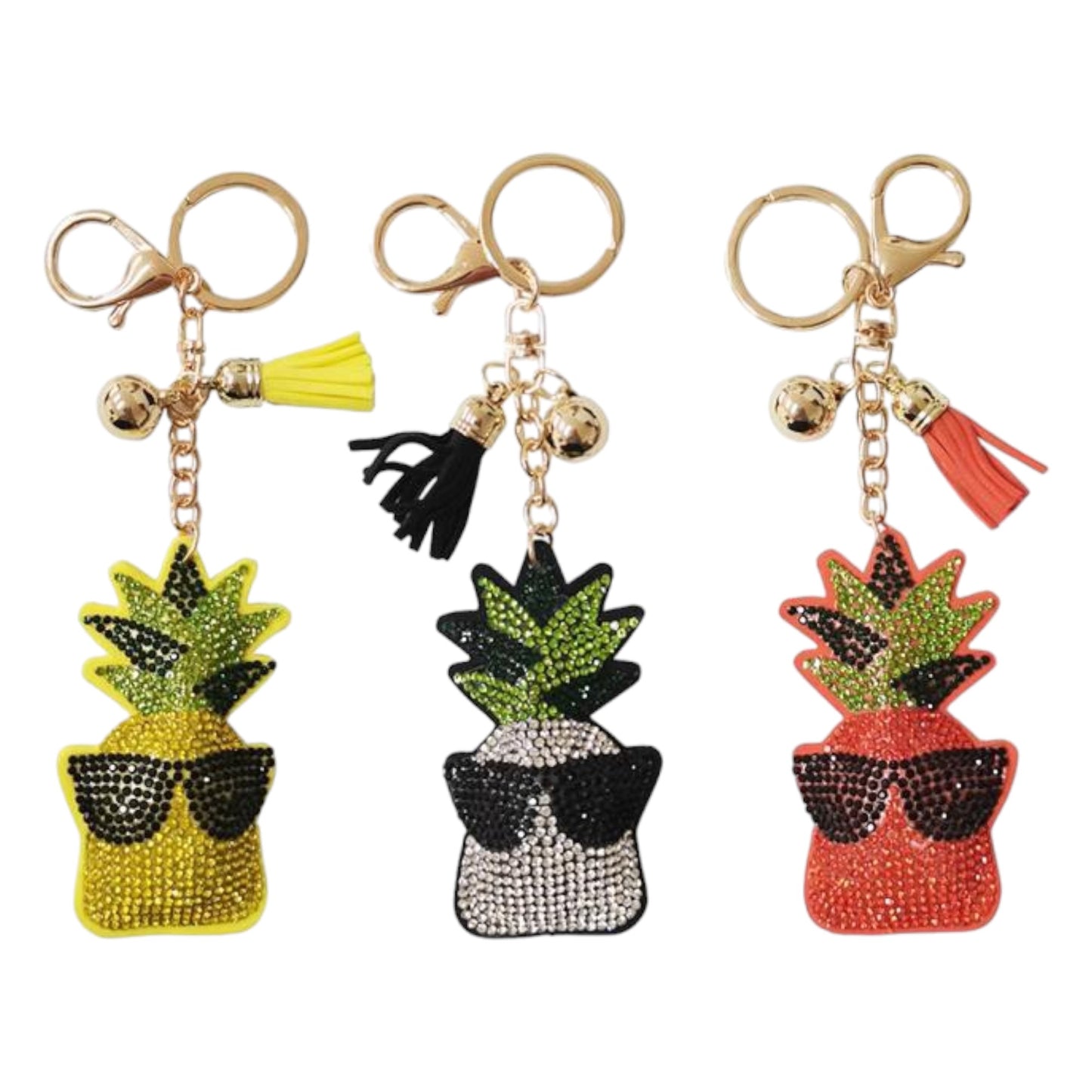 Rhinestone Sunglasses Pineapple Key Chain KC824-41 (12PC)