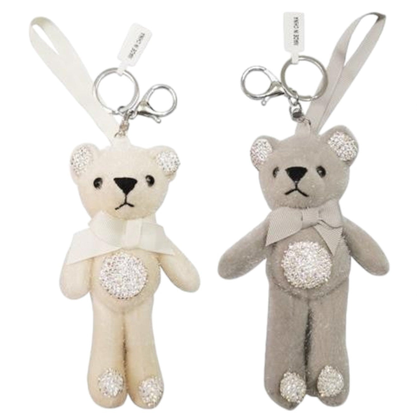 Rhinestone Ribbon Bear Plush Key Chain KC922-14 (12PC)
