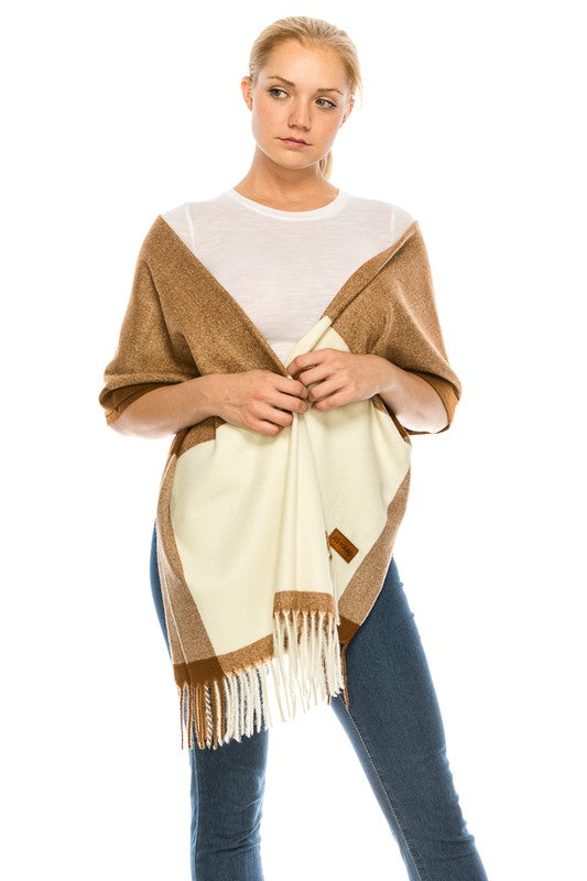 Two Tone Cashmere Feel Block Pattern Scarves SCF6560 (12PC)