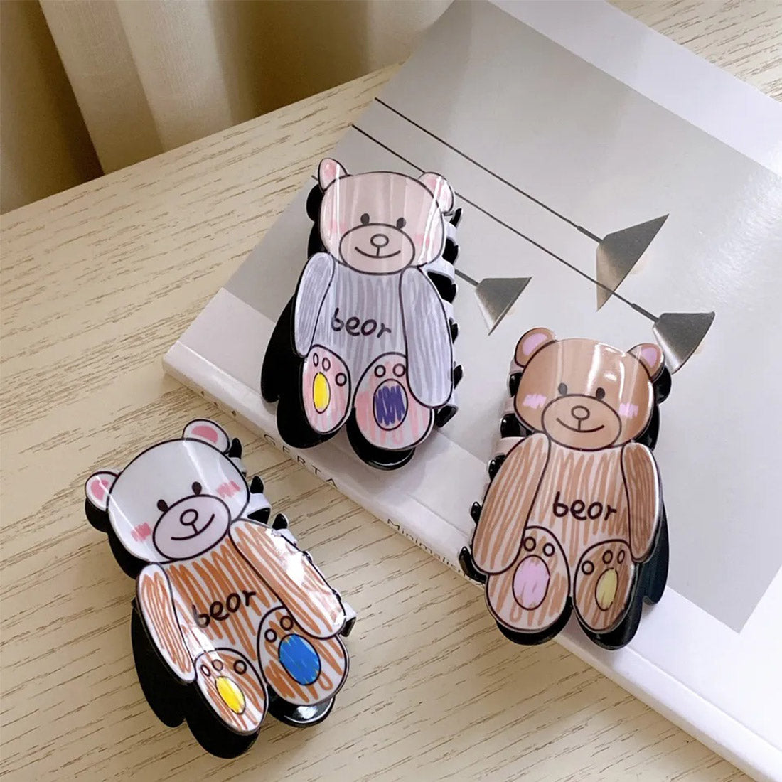 CUTE BEAR CLAW CLIP JC3610-23 (12PC)