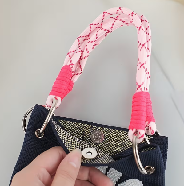 Daisy Pattern Cord Strap Knitted Tote Bag SS51118-34 (3PC)