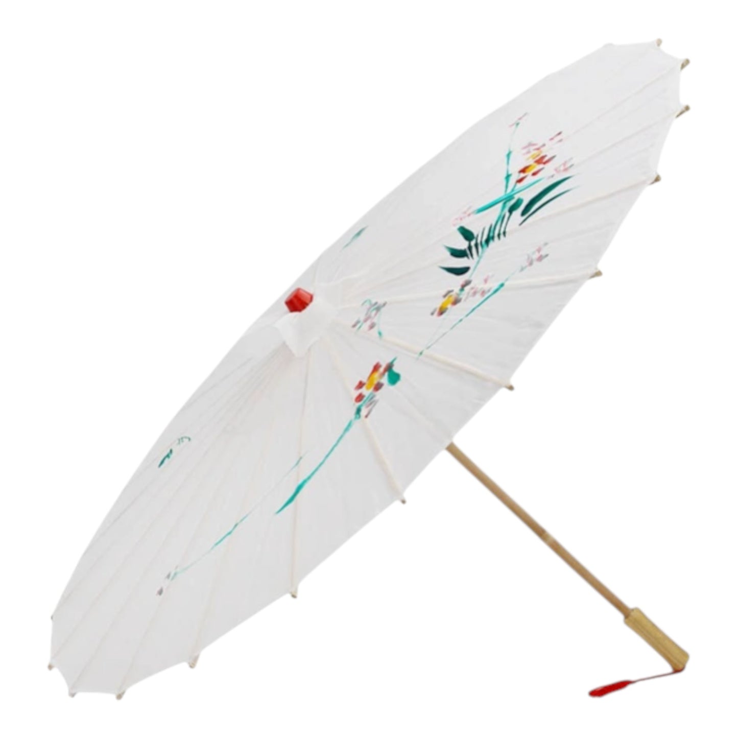 White Traditional Floral Sunshade Oilpaper Umbrella UM007 (12PC)