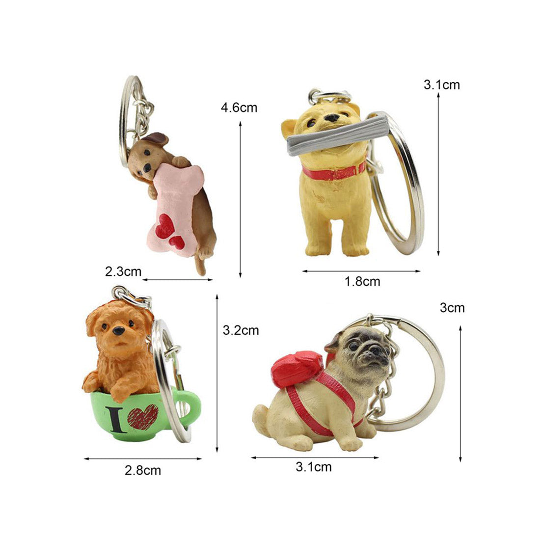 Cute Puppy Key Chain KC1013-23 (12PC)