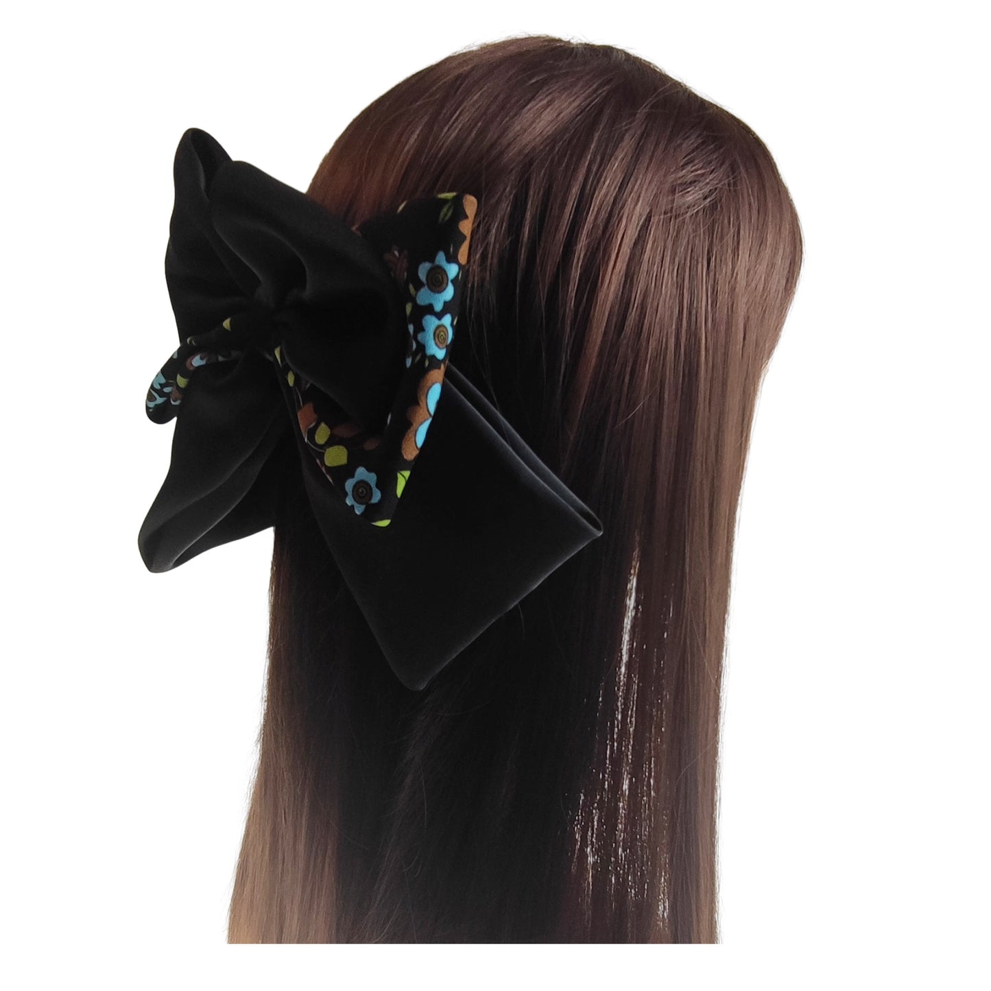 9 Inches Large Satin Floral Bow Clip HC4112-18 (12PC)