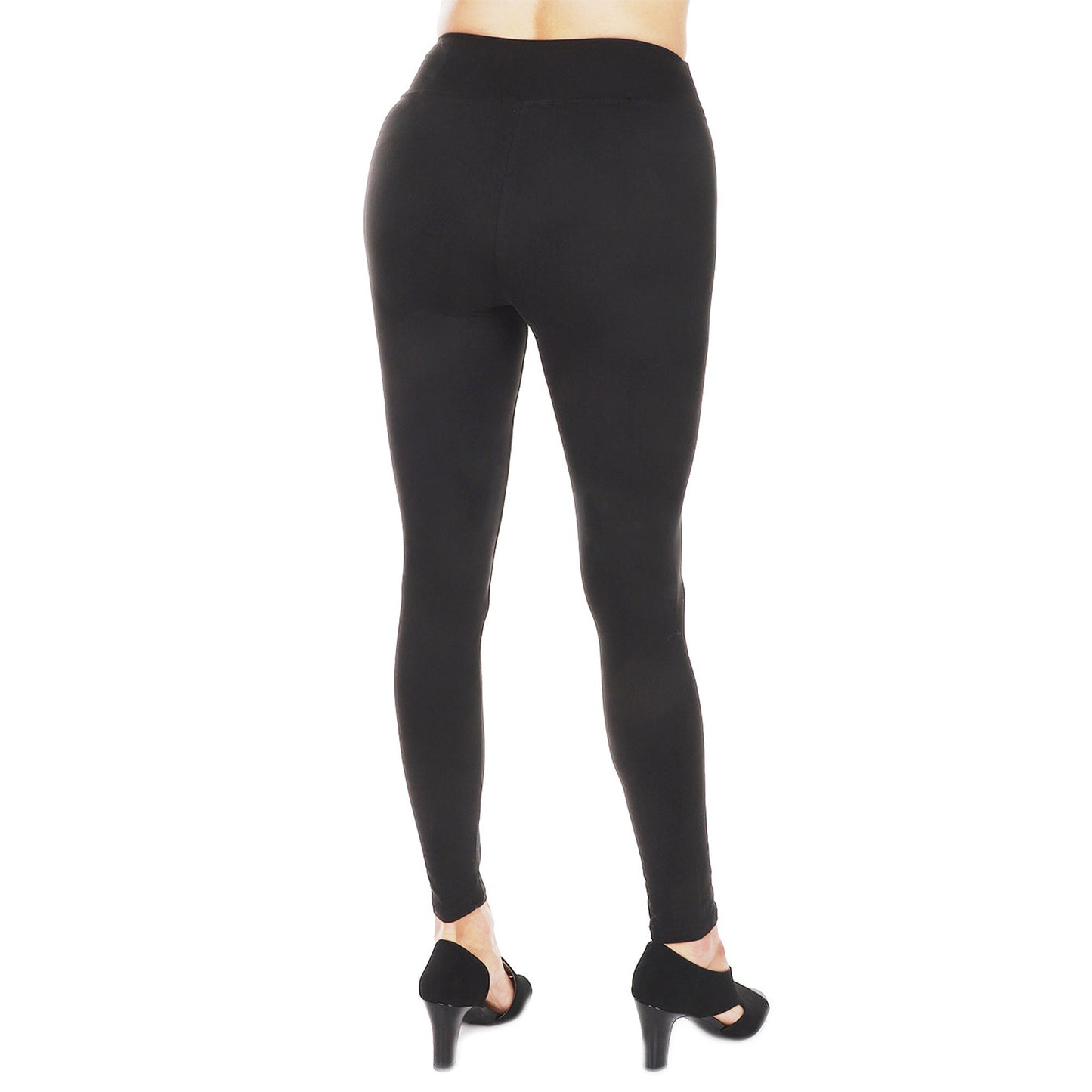 Elasticized Waistband Black Leggings LGR1 (6PC)