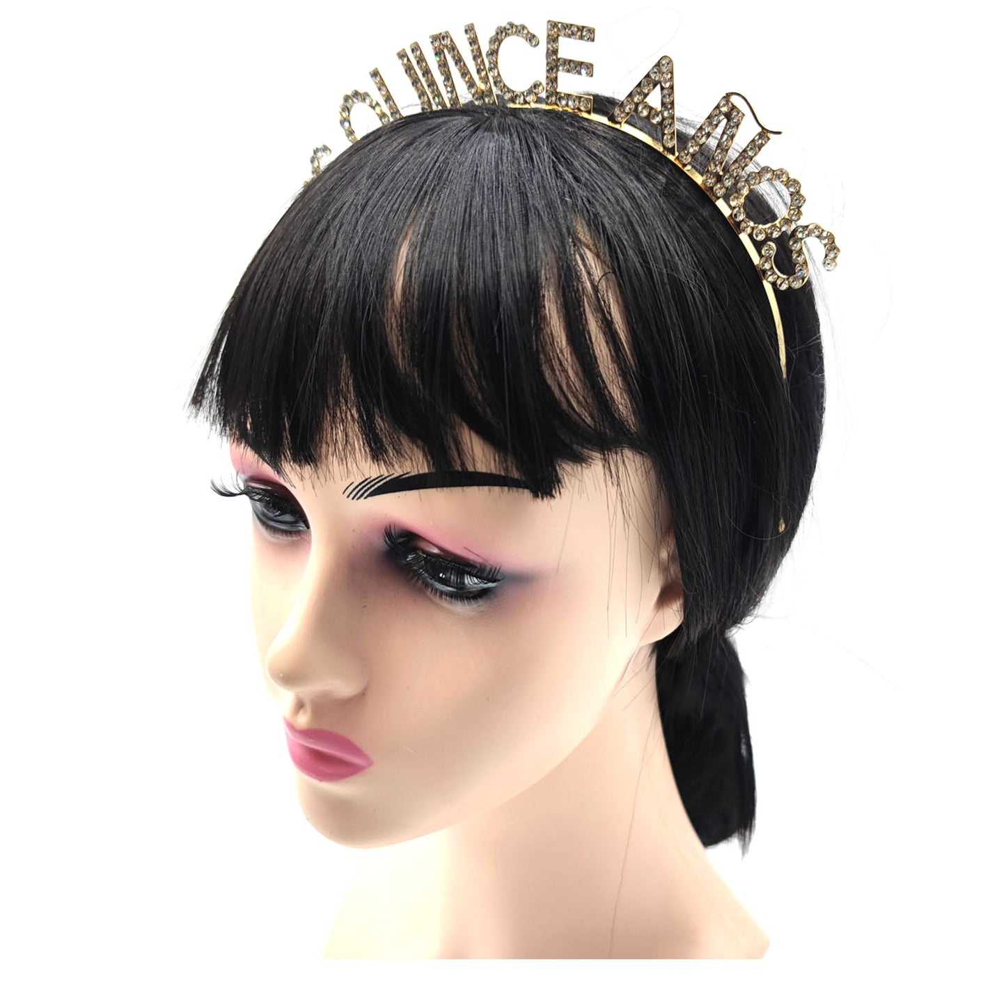 Iron Alloy Rhinestone Mis Quince Anos Headband HB3117-7. (12PC)