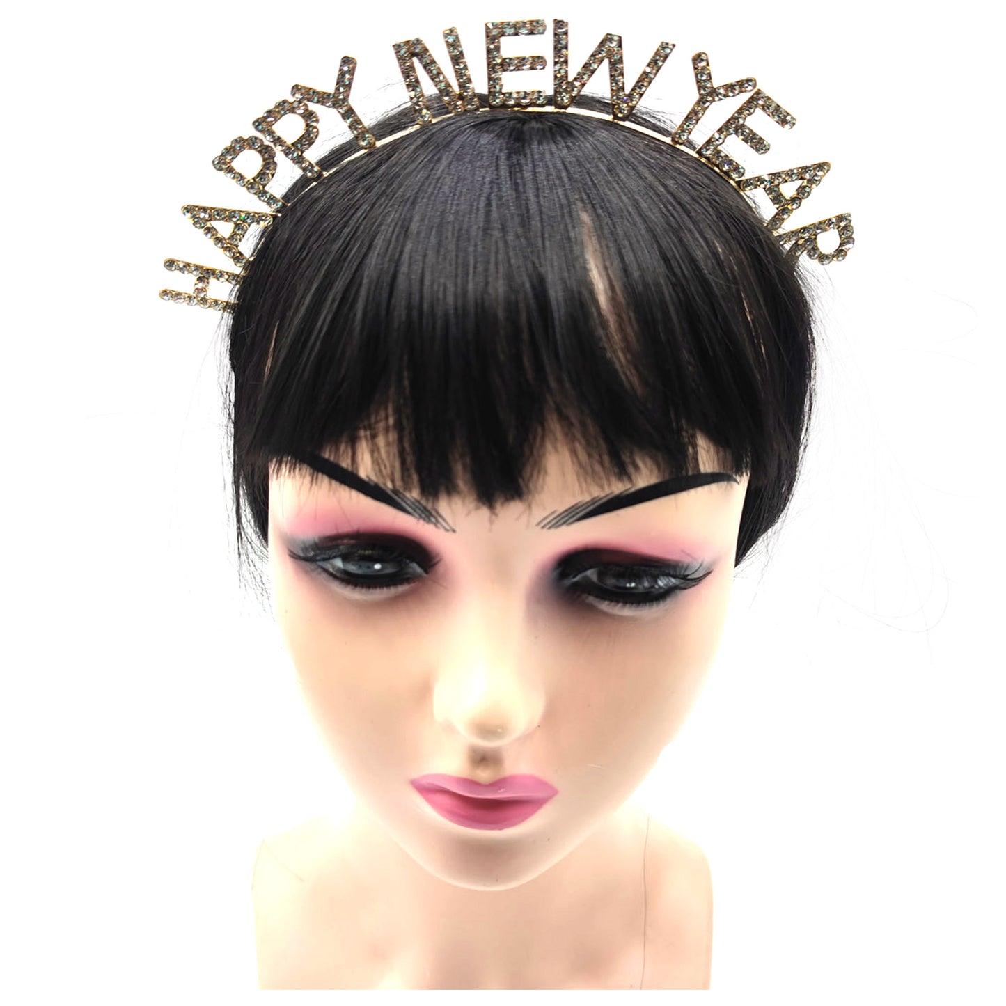 Iron Alloy Rhinestone Happy New Year Headband TI3117-1. (12PC)