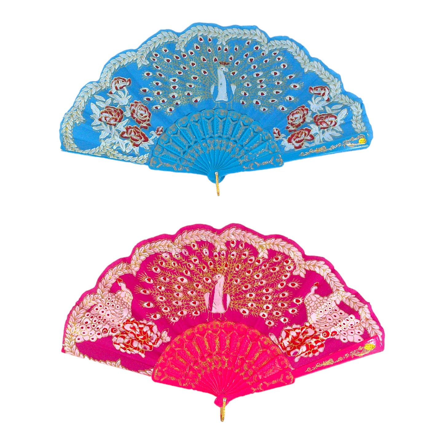 Glitter Peacock Folding Hand Fan FN9501. (12PC)