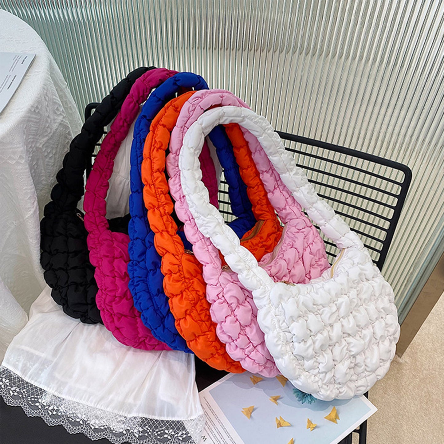 Puffer Quilted Tote Shoulder Bag Small BG0372 (1PC)