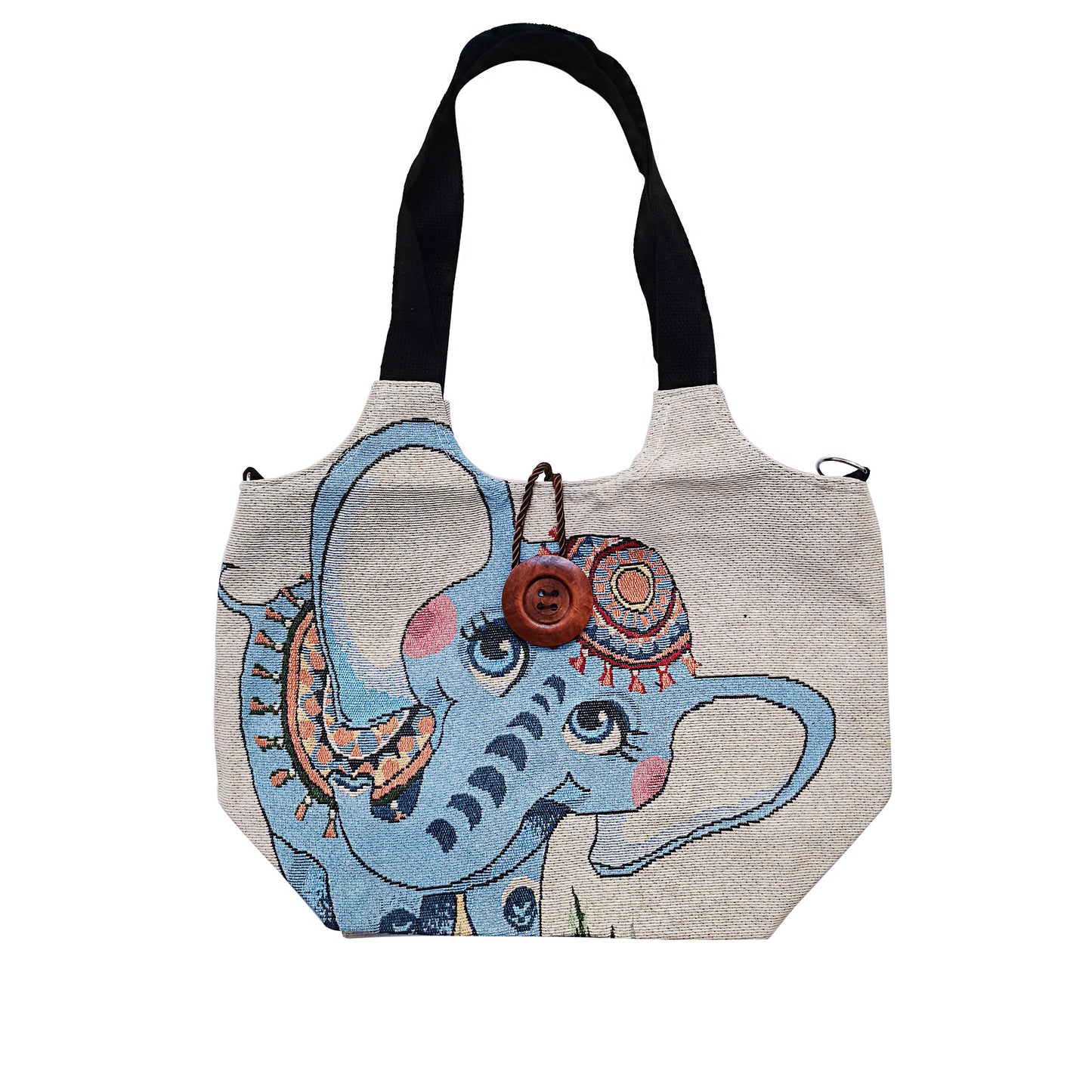 Elephant Embroidery Tote Shoulder Bag BG4107-1 (12PC)
