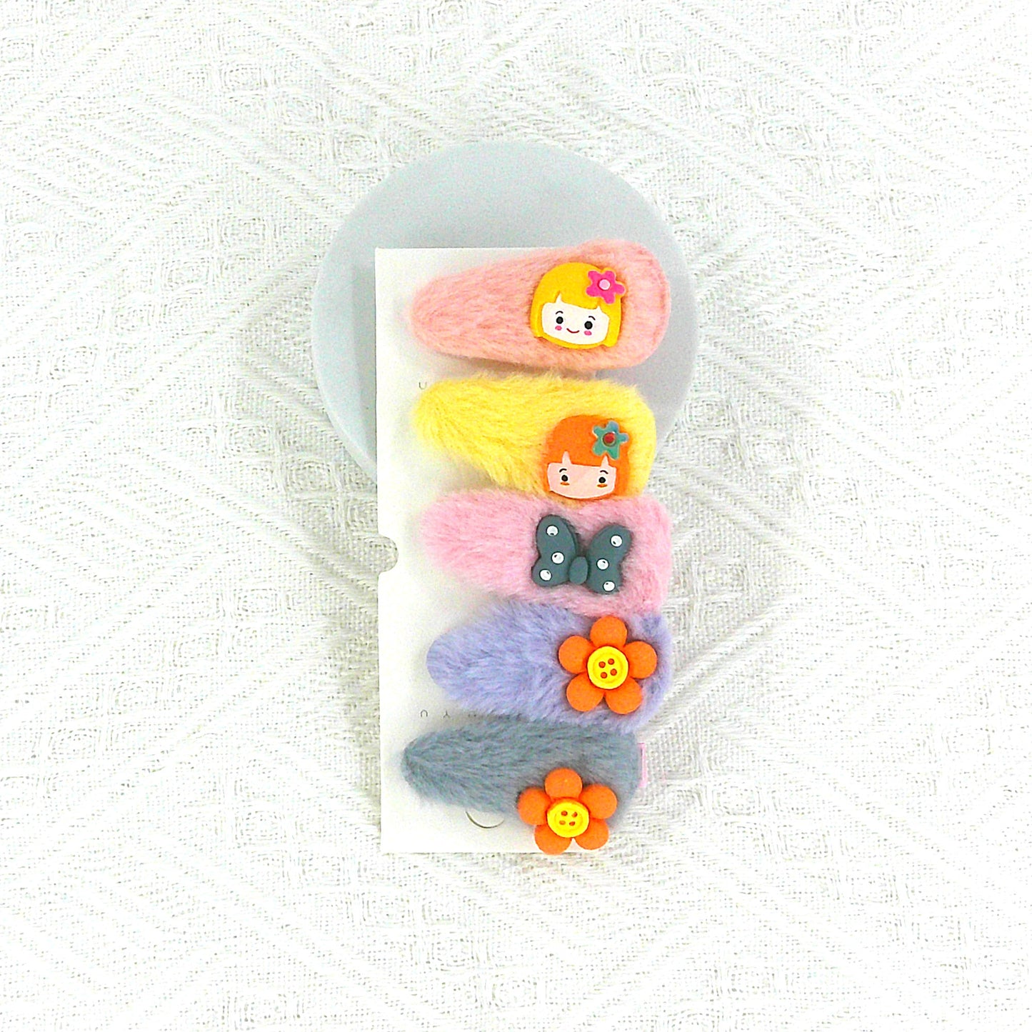Kids Cute Cartoon Pom Pom Hair Clips BH4229-3 (12PC)
