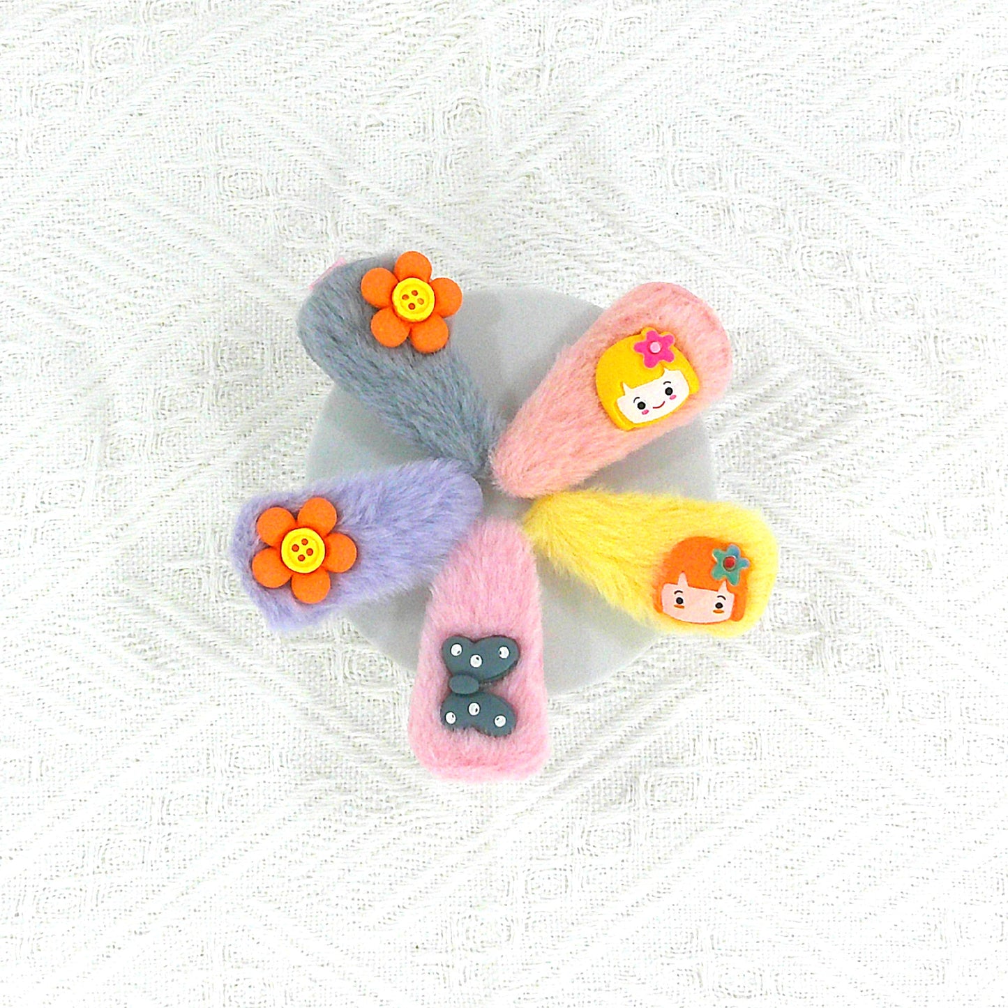 Kids Cute Cartoon Pom Pom Hair Clips BH4229-3 (12PC)