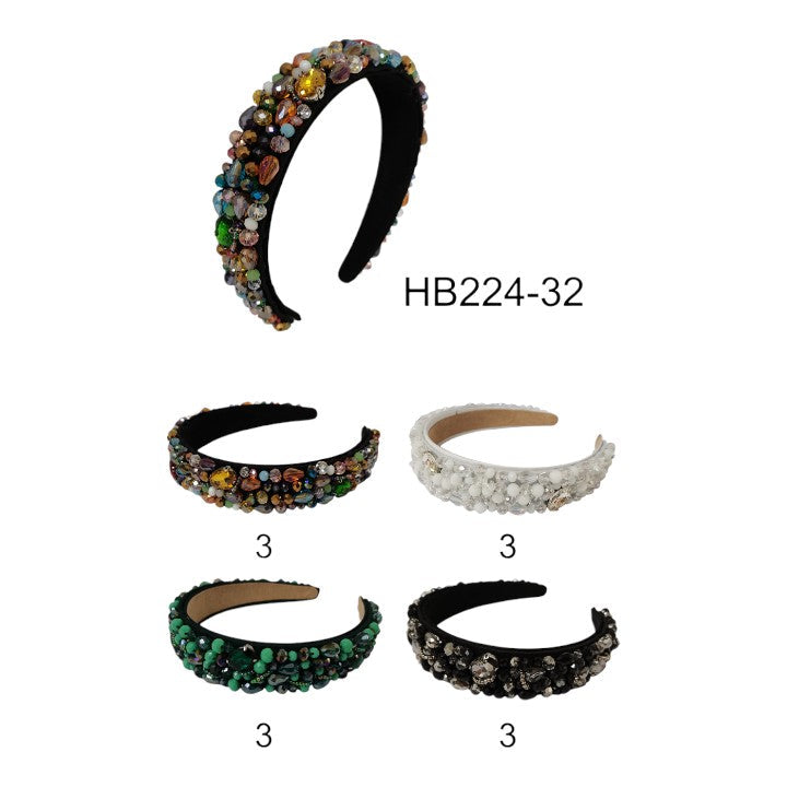 Multi Color Stone Headband HB224-32 (12PC)