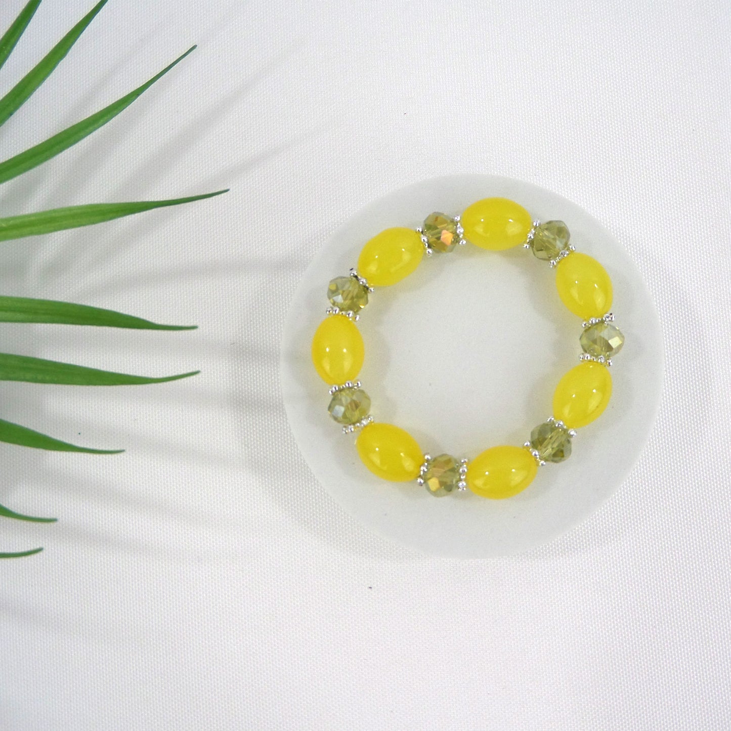 Natural Stone Bracelet CBR3719-9YE (12PC)