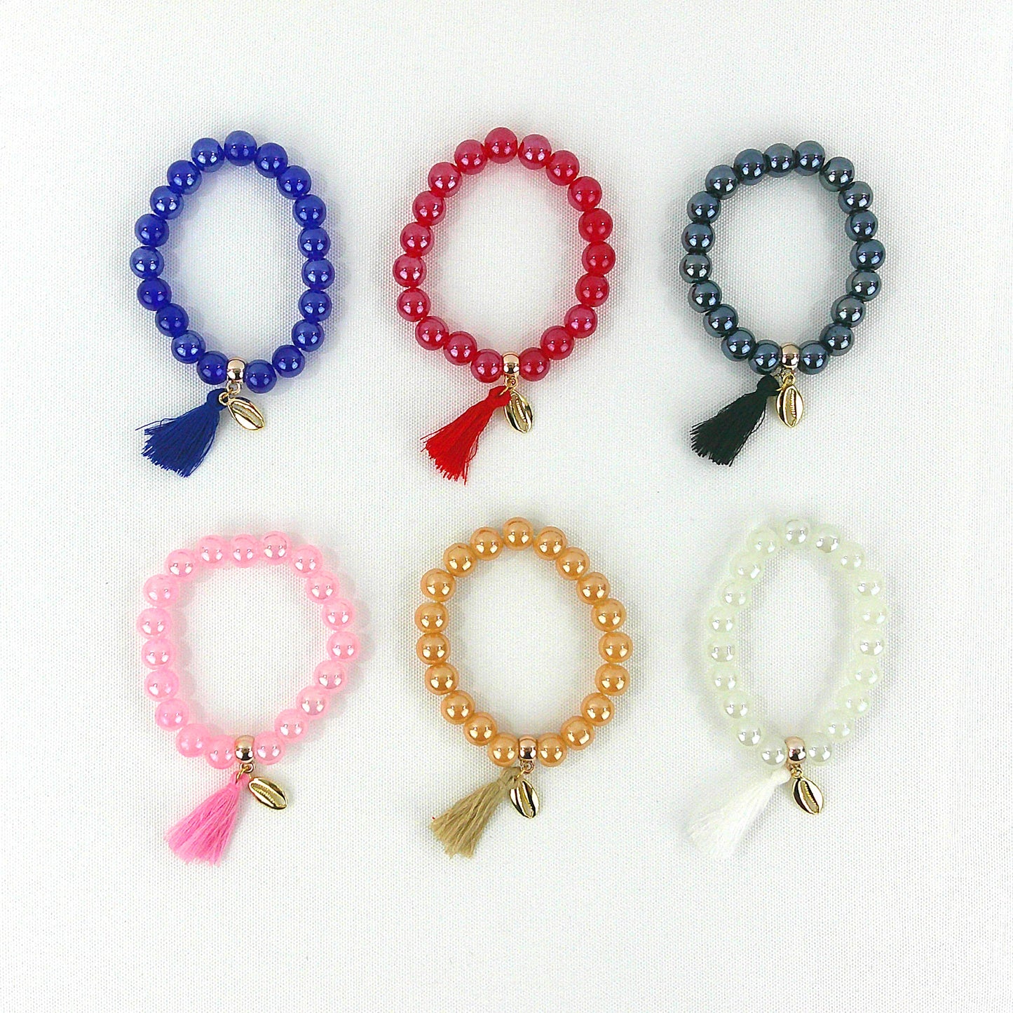 Bead Ball Shell Charm Bracelet BR3723-10 (12PC)