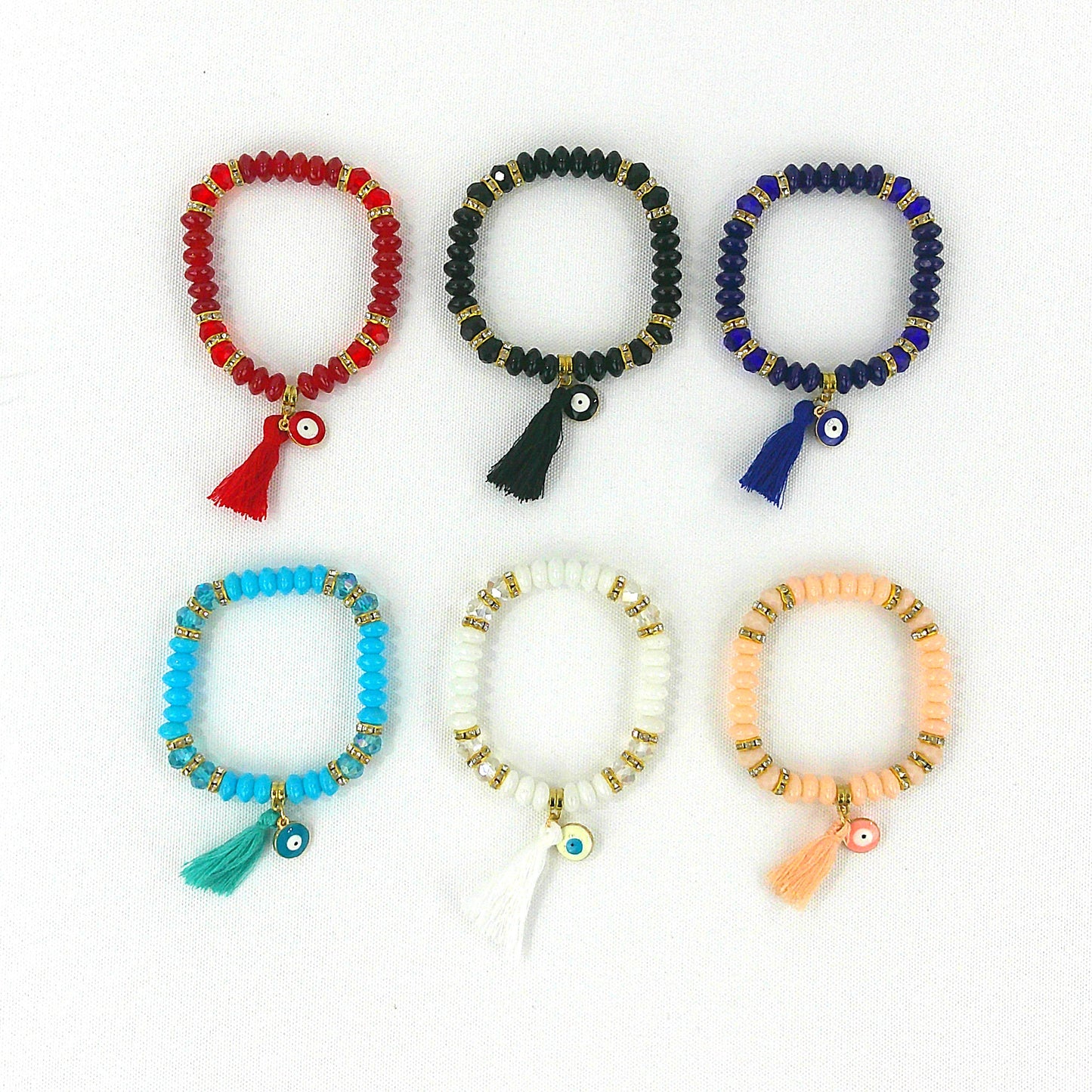 Bead Evil Eye Charm Bracelet BR3723-15 (12PC)