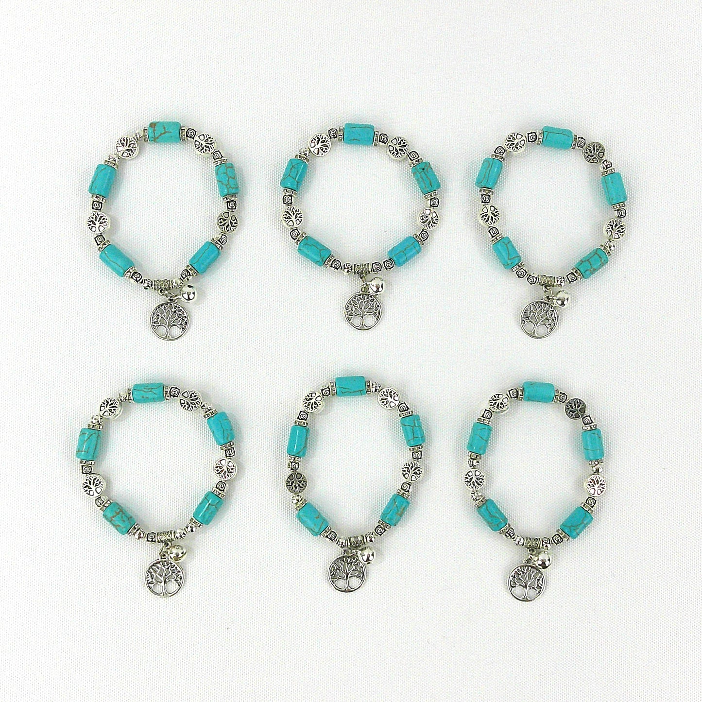 Turquoise the Tree of Life Charm Bracelet BR3723-16 (12PC)