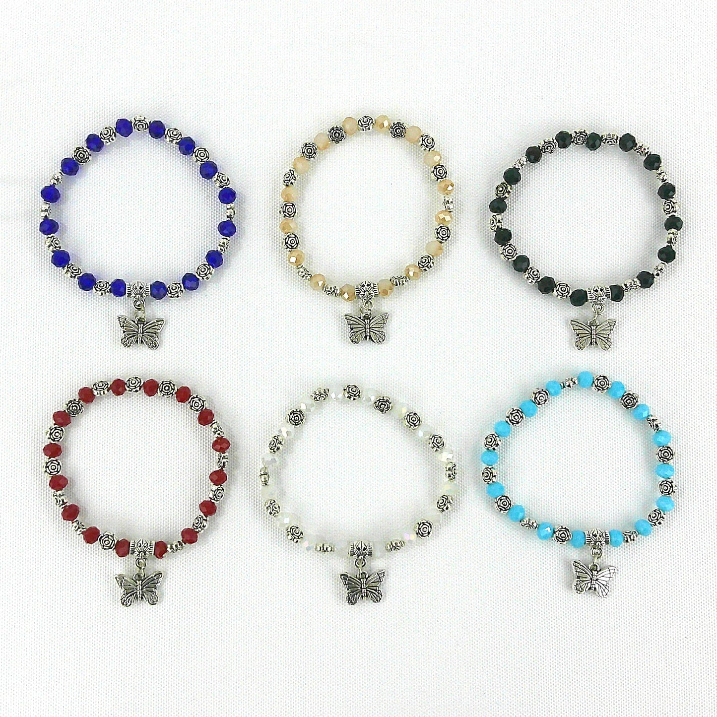 Bead Butterfly Charm Bracelet BR3723-2 (12PC)