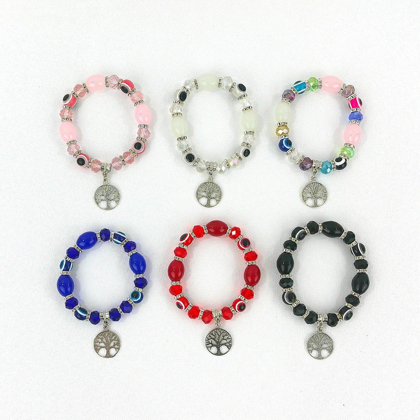 Natural Stone the Tree of Life Charm Bracelet BR3723-8 (12PC)