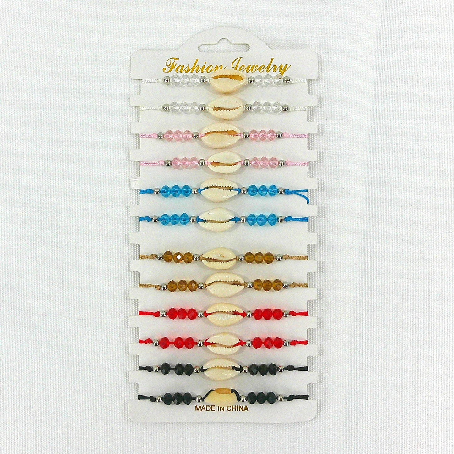 Bead Shell Adjustable Bracelet BR3724-24 (12PC)