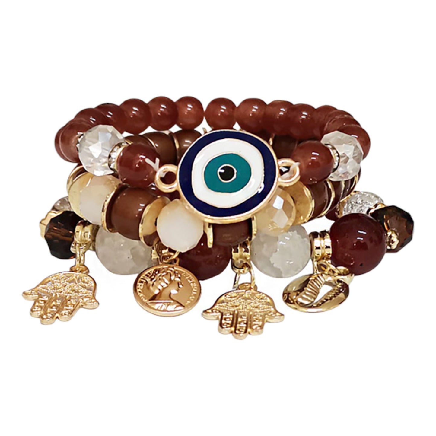 Hamsa N Evil Eye Charm Ball Bracelet BR2521-54. (12PC)