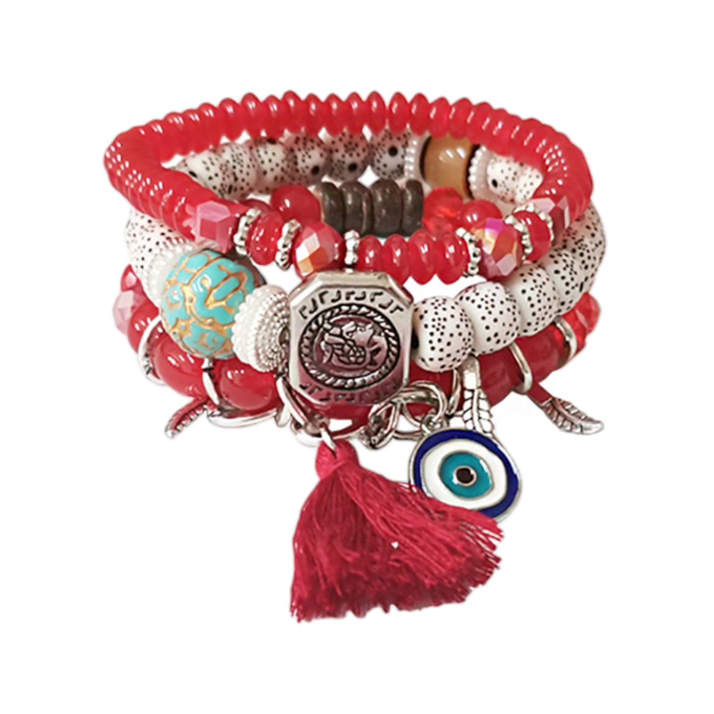 Evil Eye N Tassel Ball Bracelet BR2521-36 (12PC)