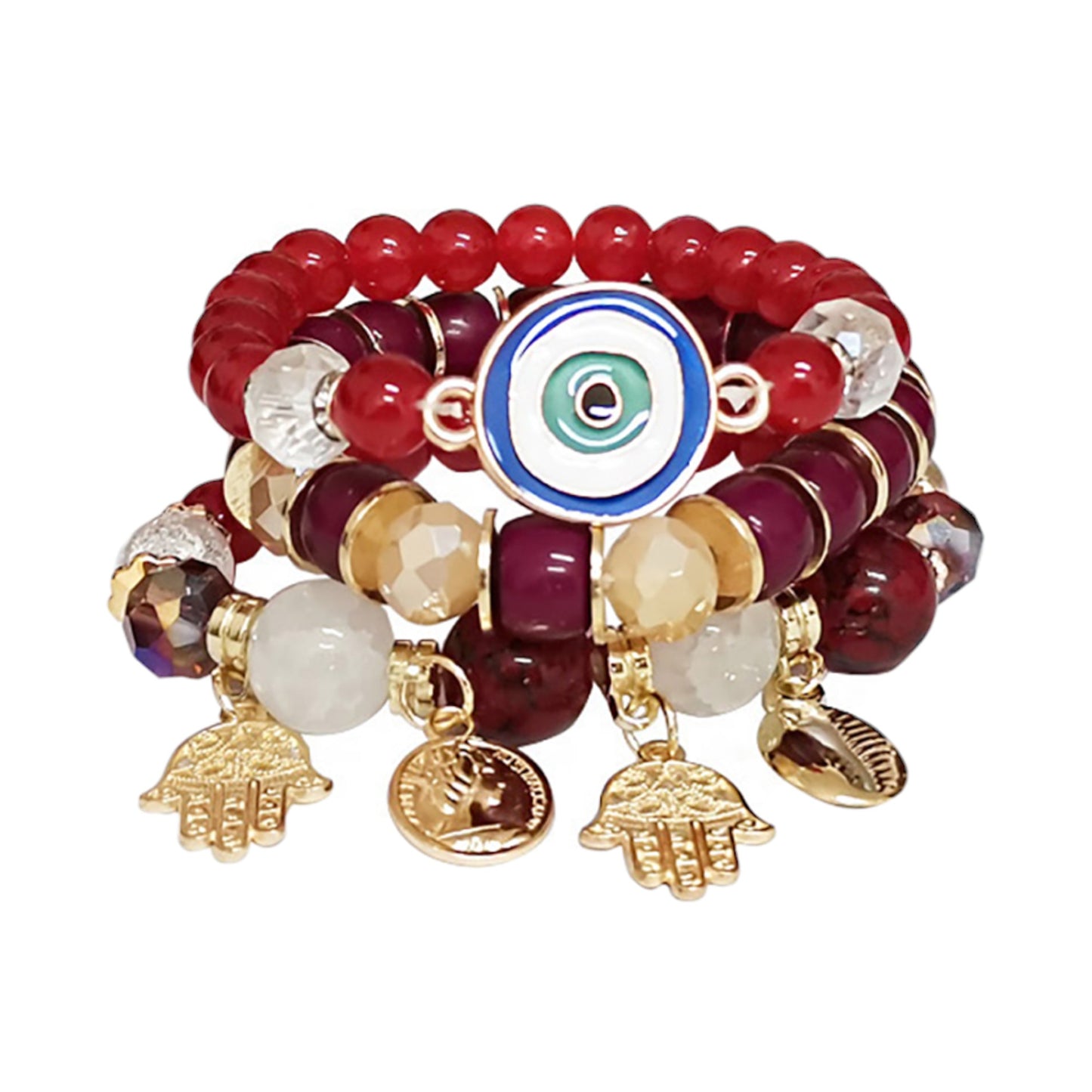 Hamsa N Evil Eye Charm Ball Bracelet BR2521-54. (12PC)