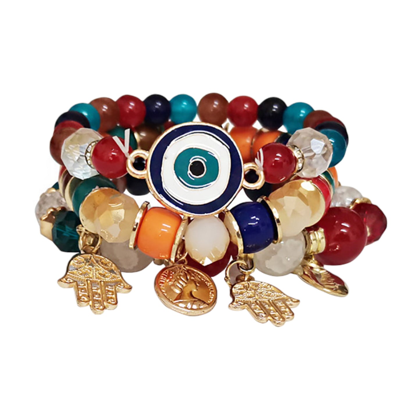 Hamsa N Evil Eye Charm Ball Bracelet BR2521-54. (12PC)