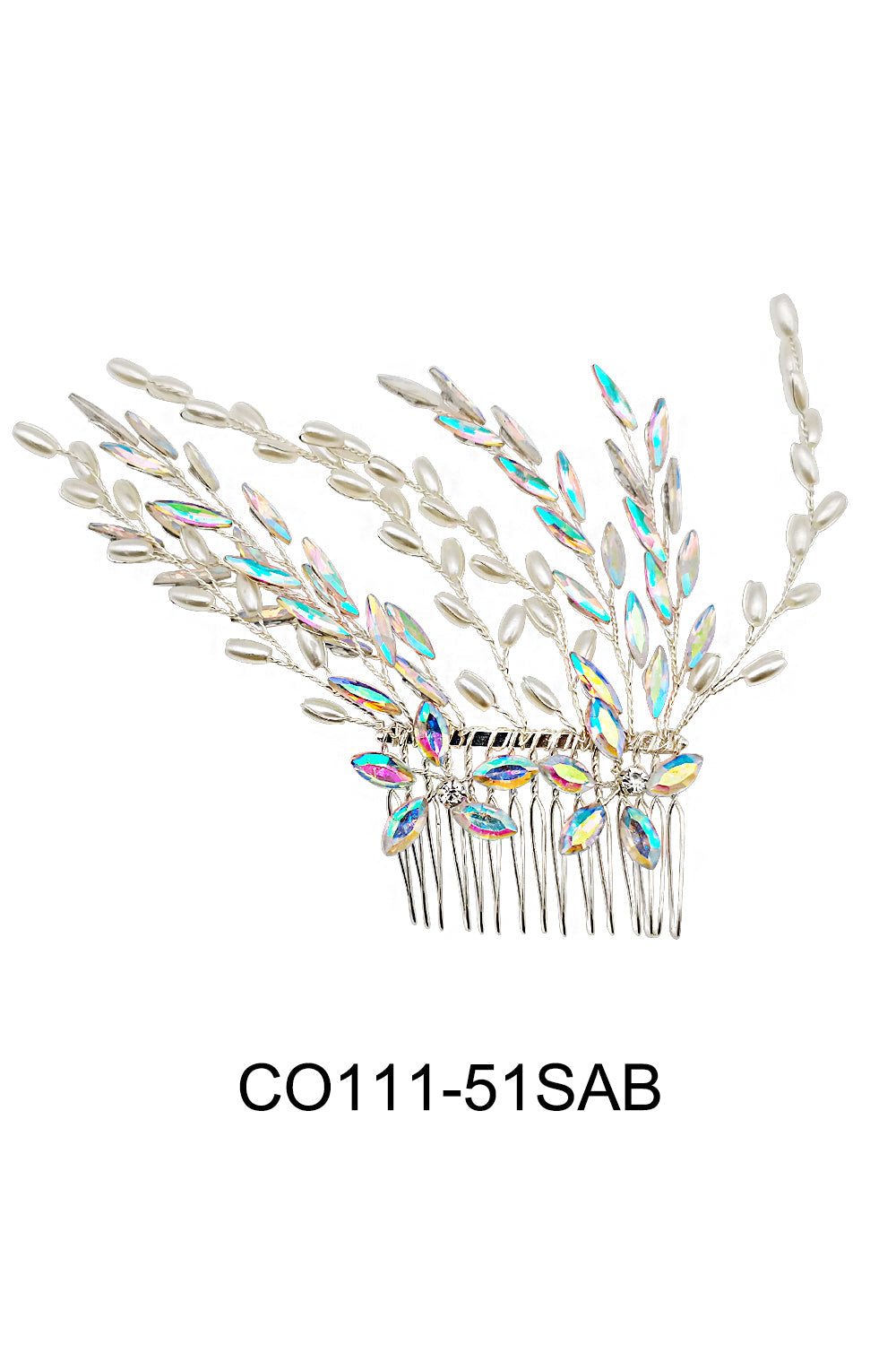 Pearl Crystal Decor Tiara Hair Comb CO111-51 (1pc)