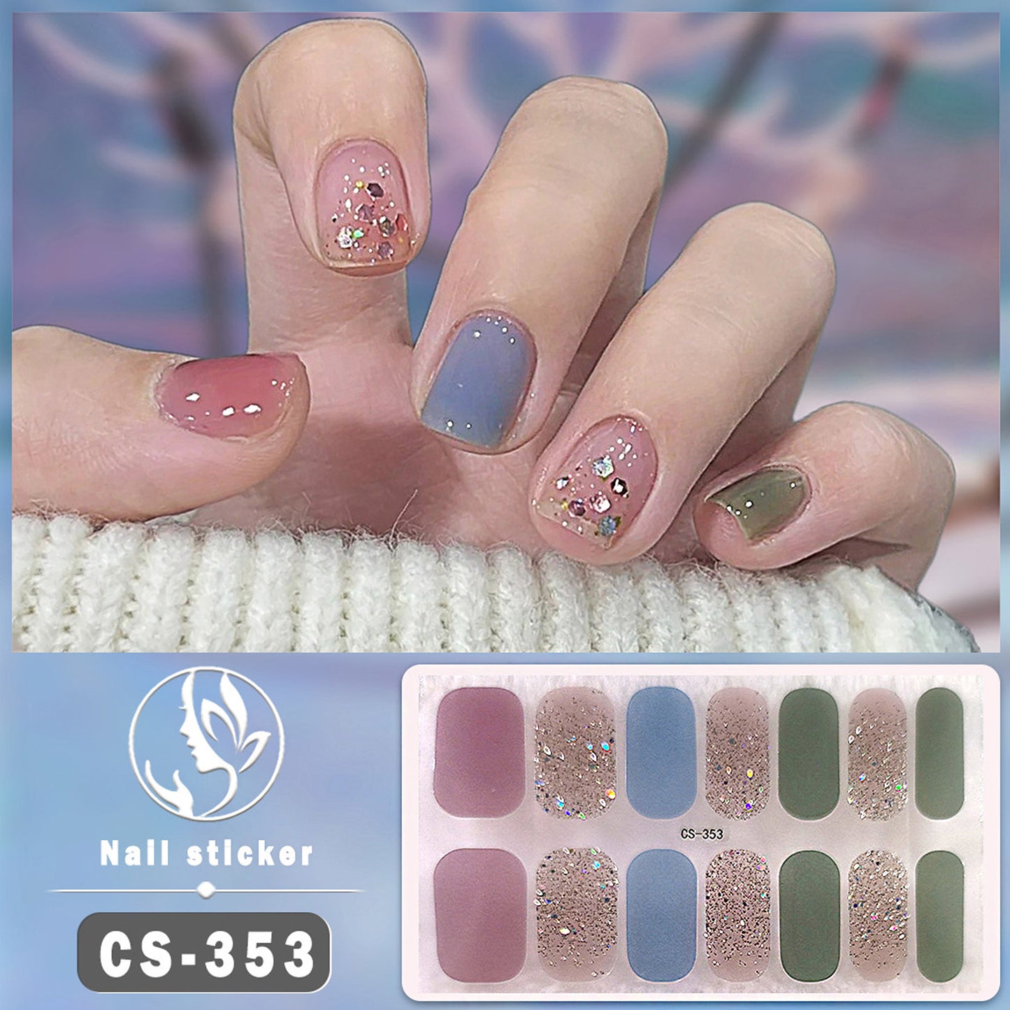 Gel Nail Sticker CS353 (12PC)