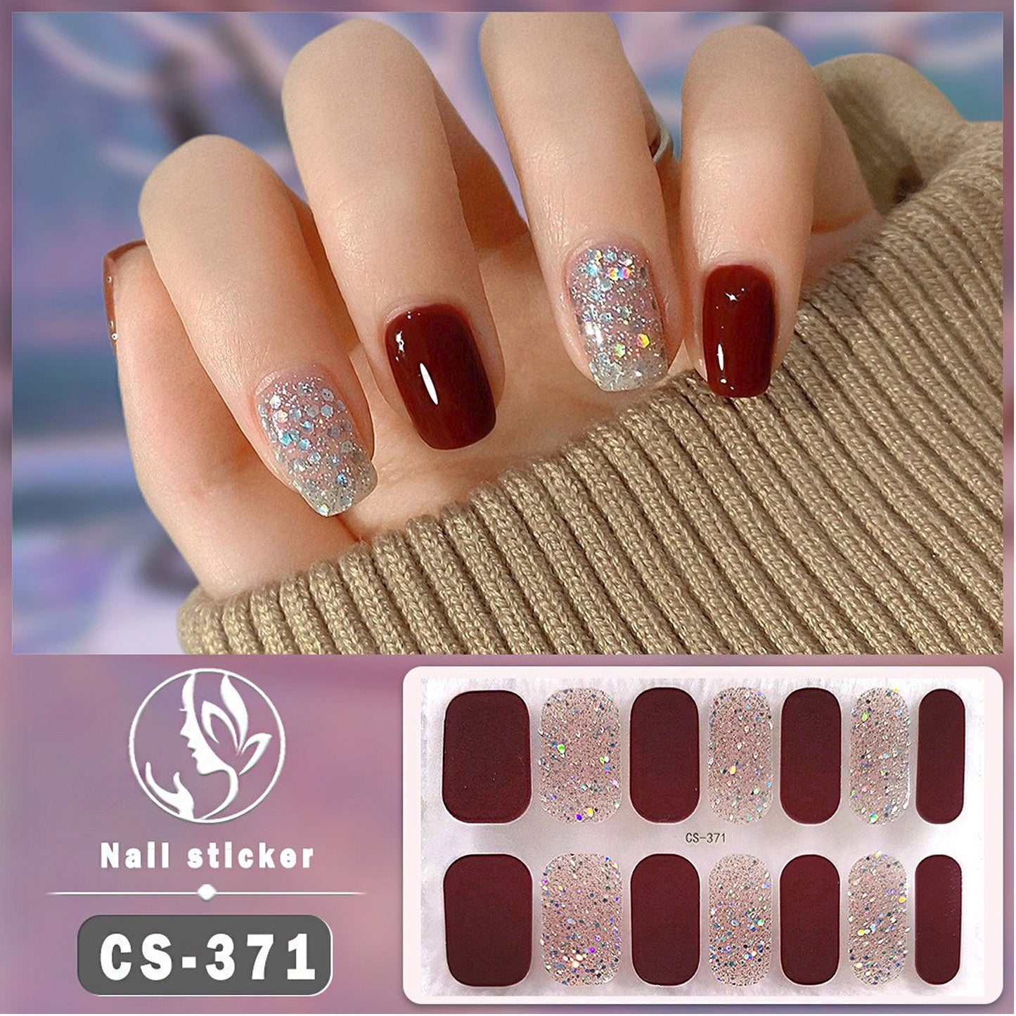 Gel Nail Sticker CS371 (12PC)