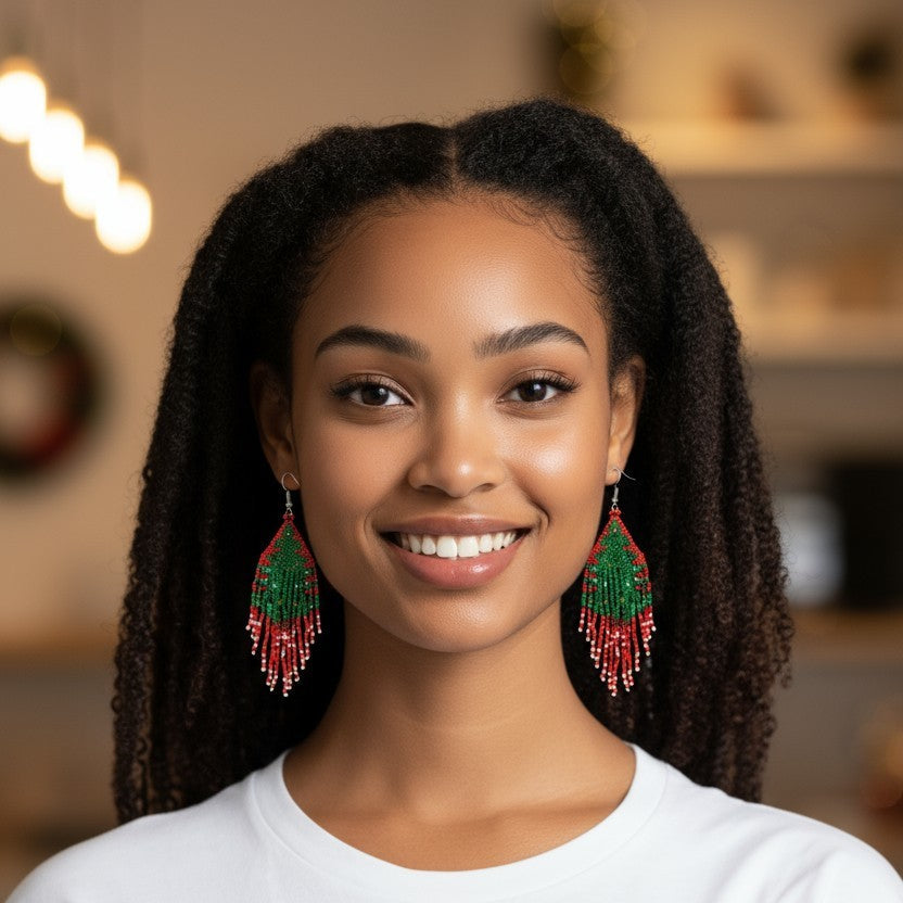 Fringe Christmas Bead Earring ER2829-26. (12PC)