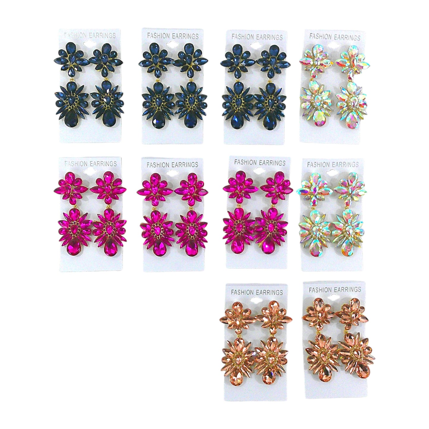 Pear Crystal Cluster Drop Bridal Earring ER4312-9 (12PC)