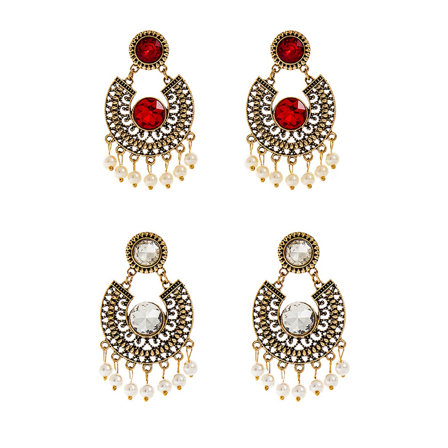 Color Stone Chandelier Earring ER904-3(12PCS)