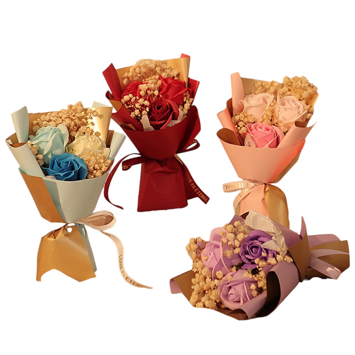 MIX ROSE SHORT STEM ARTIFICIAL FLOWER BOUQUET FA008 (12PC)