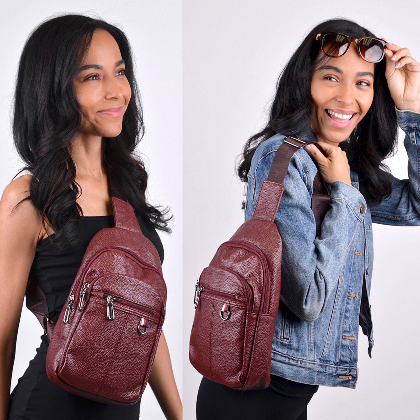 Synthetic Leather Crossbody Sling Bag FBG1847. (3PC)