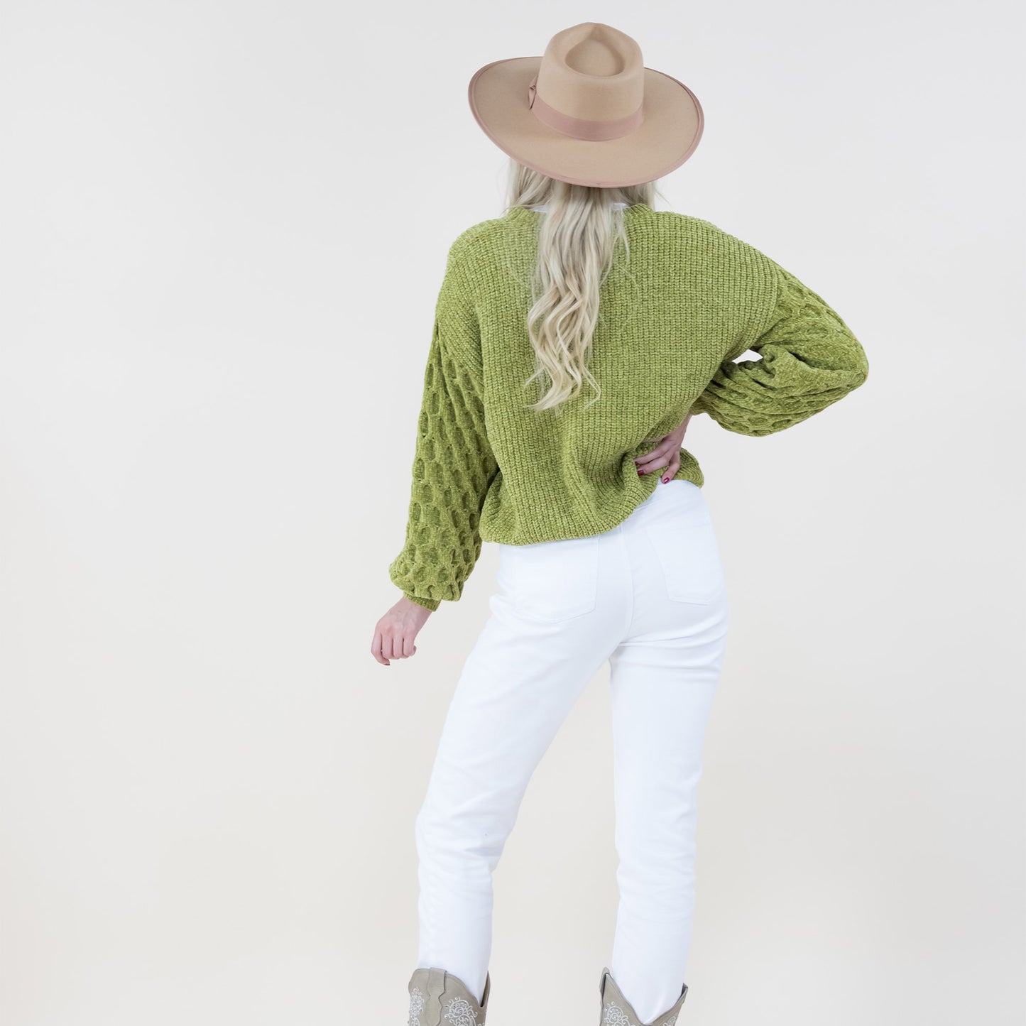 Braid Knitted Sleeves Chenille Sweater FP62504.. (2PC)