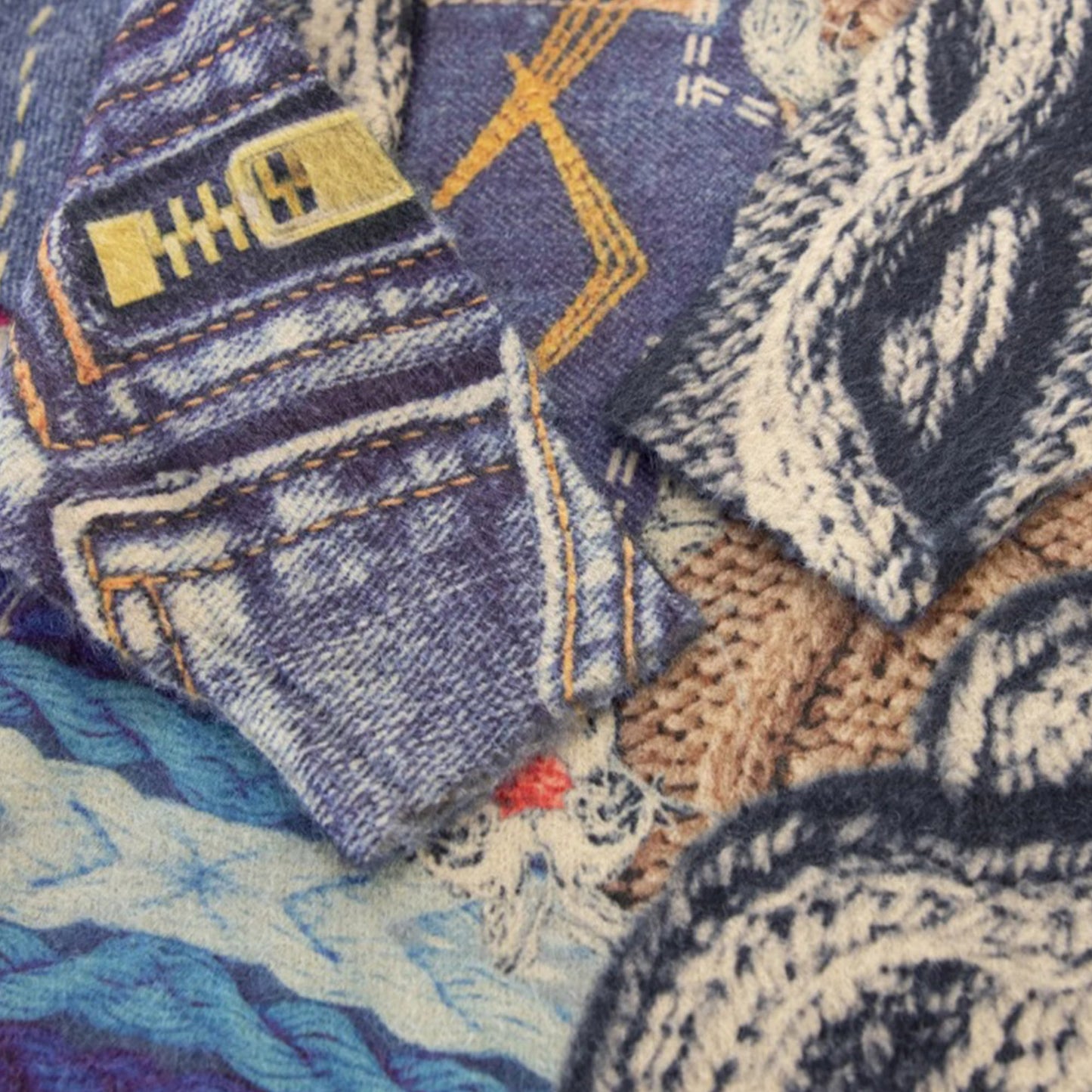 Denim Star and Knit Digitally Printed Crew Neck Sweater FP62517 (2PC)