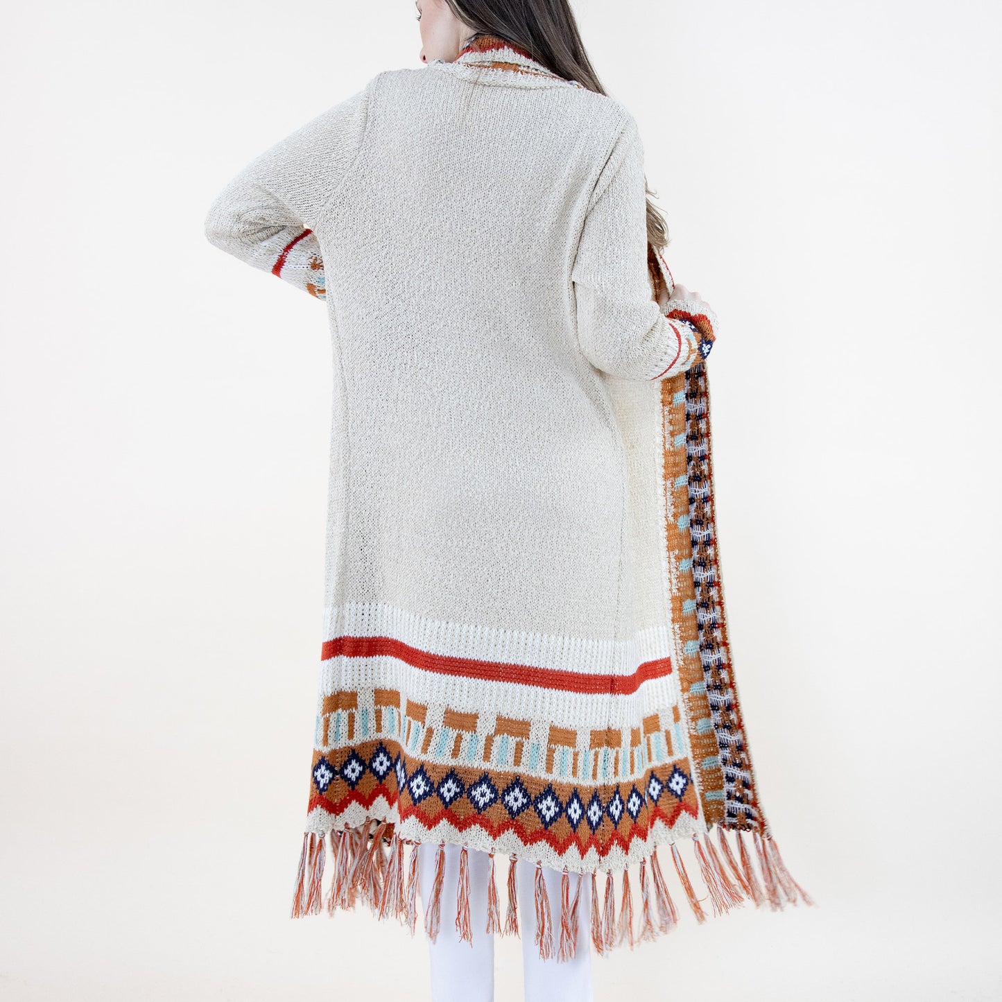 Tirbal Fringed Long Cardigan FP64097 (2PC)