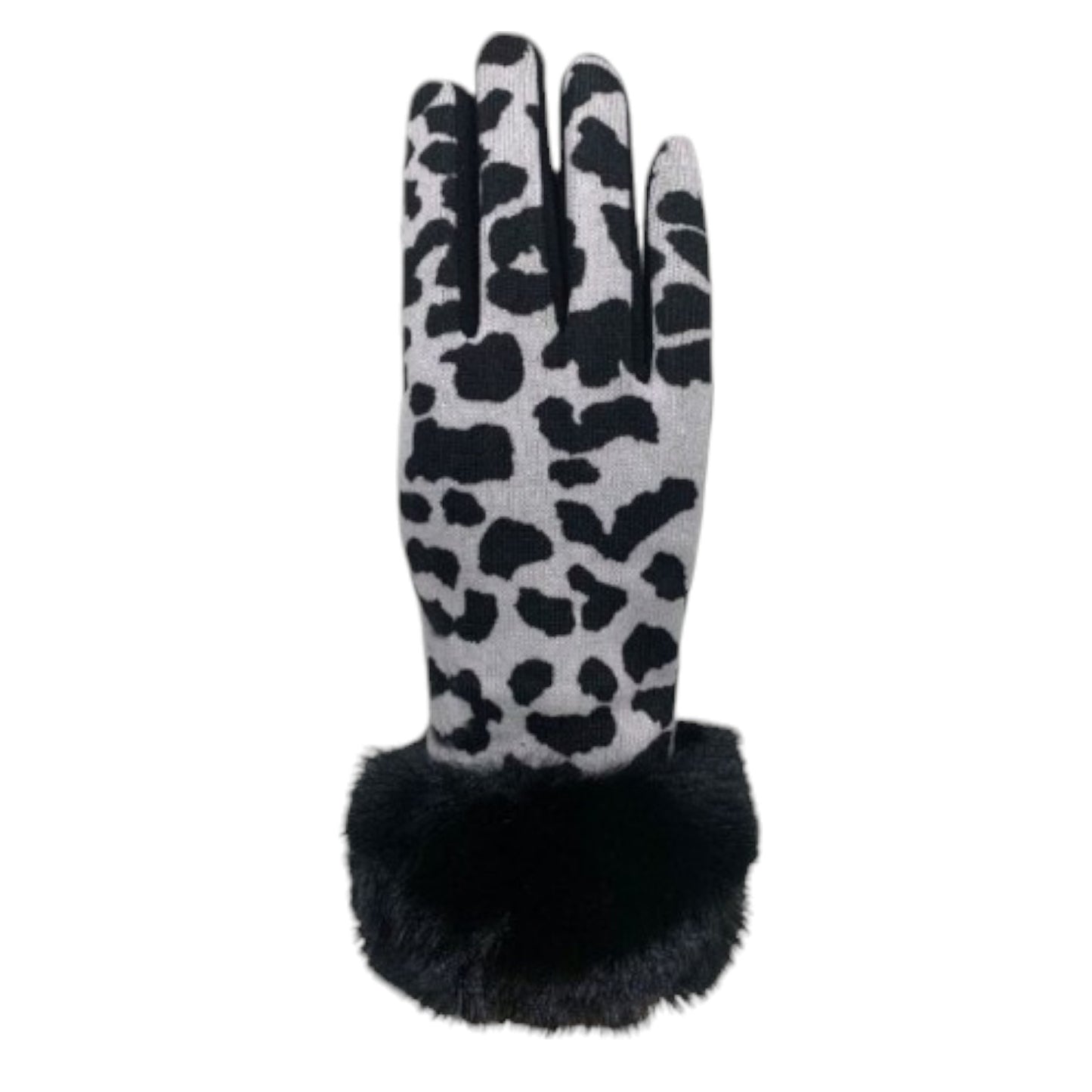 Women's Fur Leopard Pattern Gloves GL150. (12PAIR)