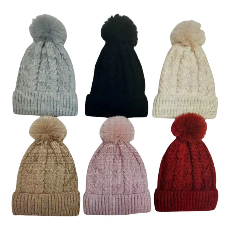 Pom Pom Knitted Beanie JH486-13 (12PC)