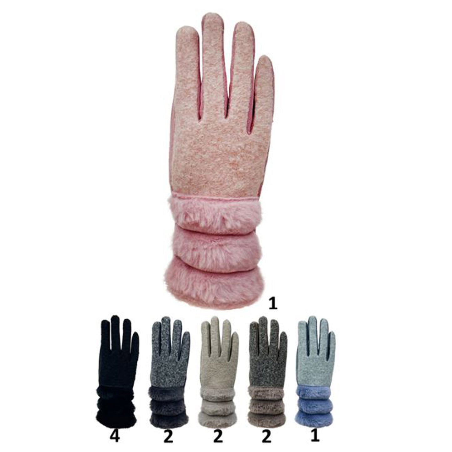 Women's Fur Gloves GL196. (12PAIR)