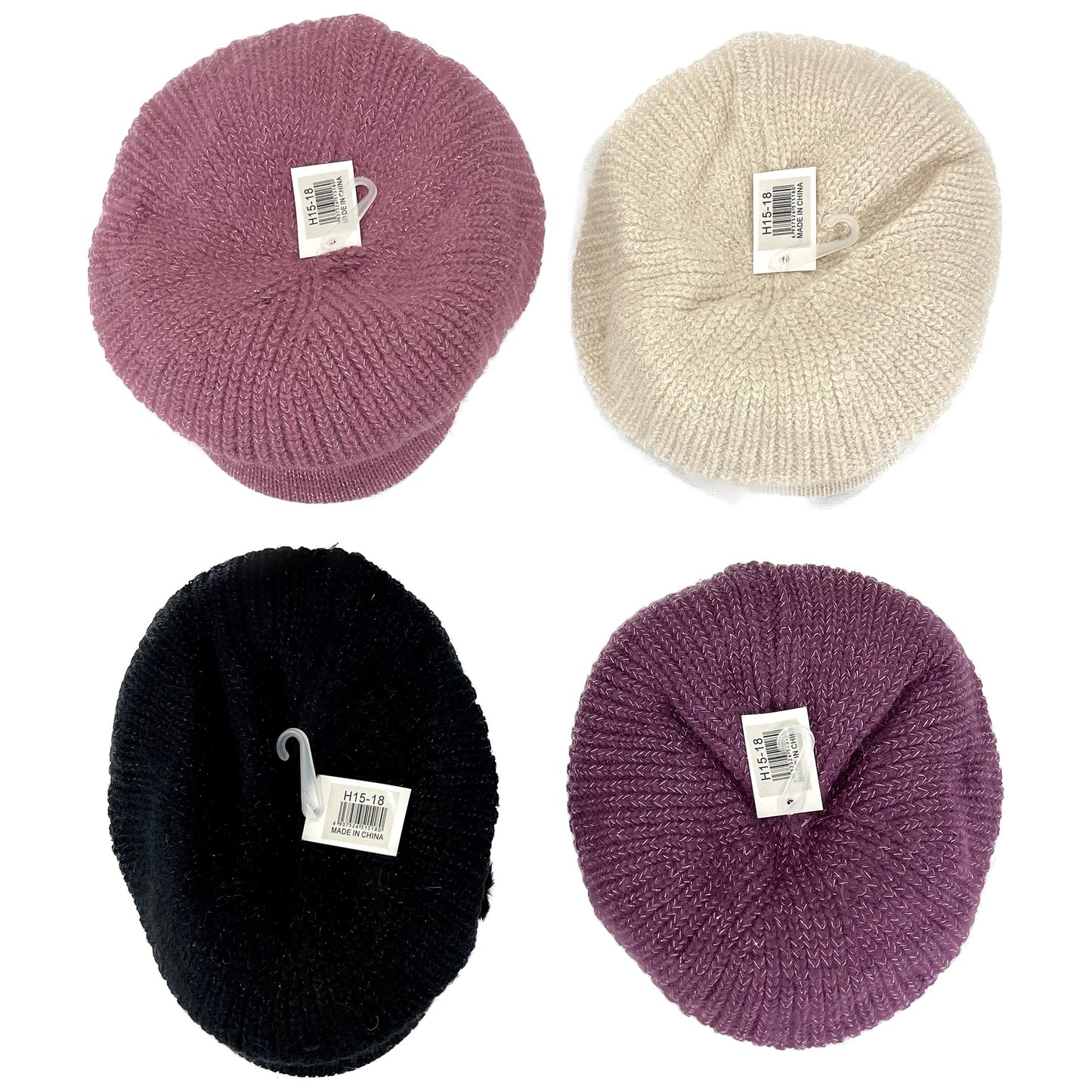 Women's Fur Visor Ribbon Knitted Hat H15-18 (12PC)