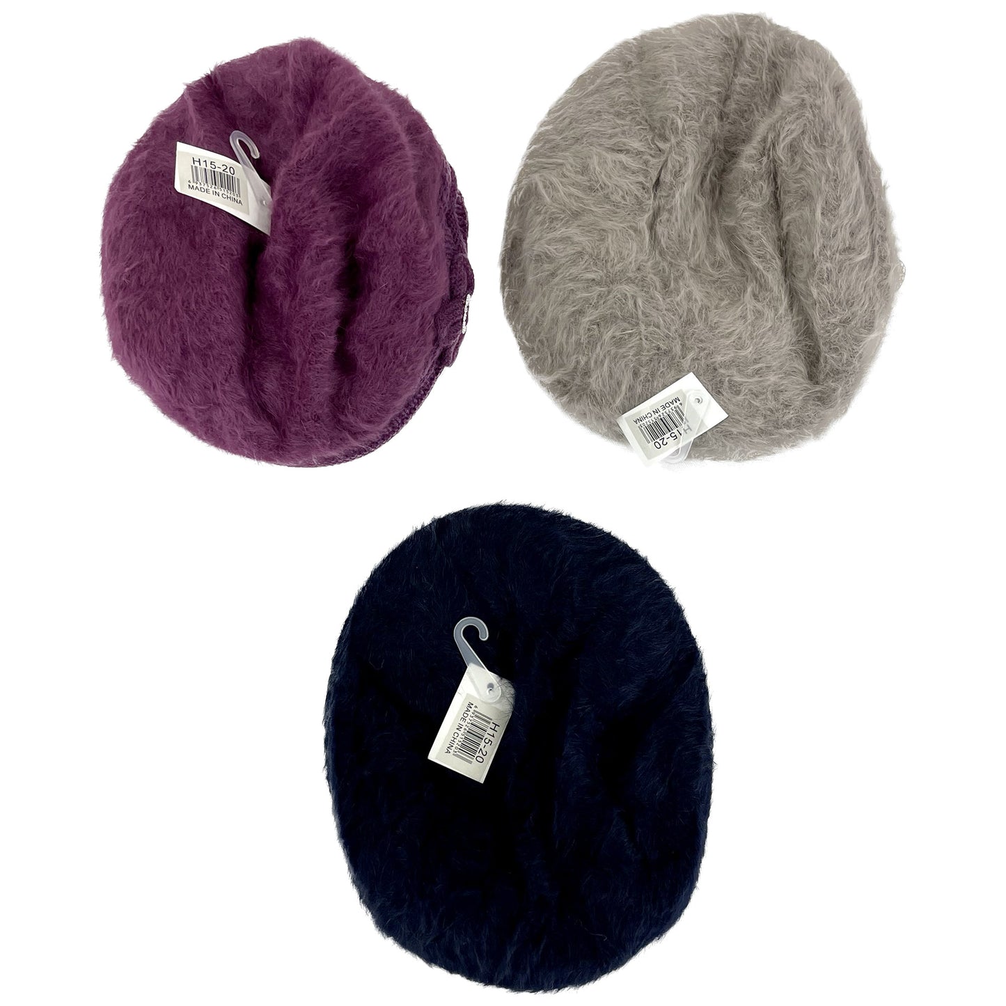 Women's Fur Visor Flower Knitted Hat H15-20 (12PC)