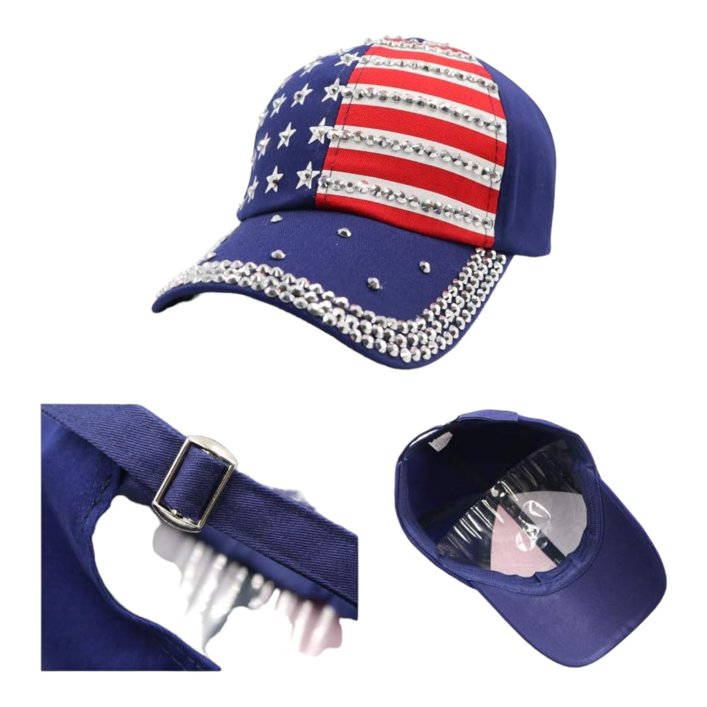 American Flag Rhinestone Studded CAP HA4418-1 (12PC)