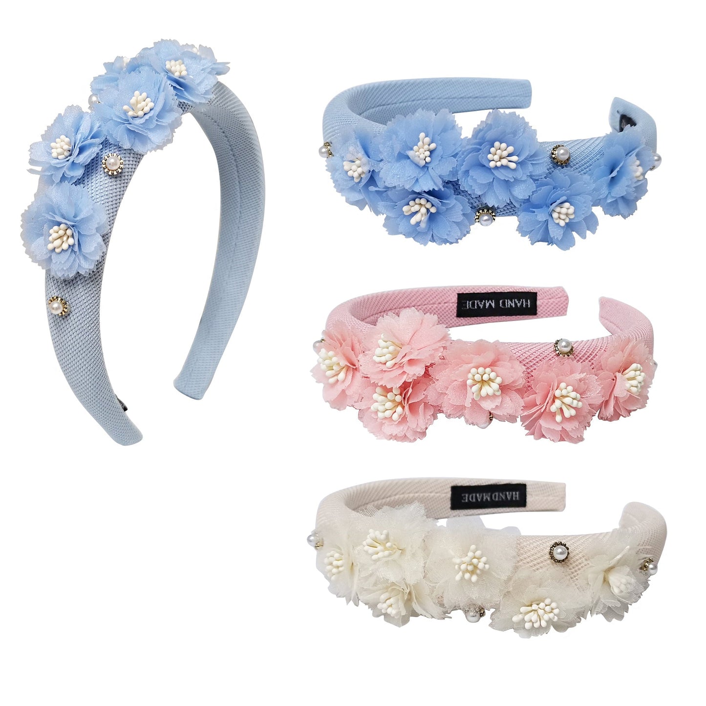 Flower With Stone Headband HB1226-7. (12PC)