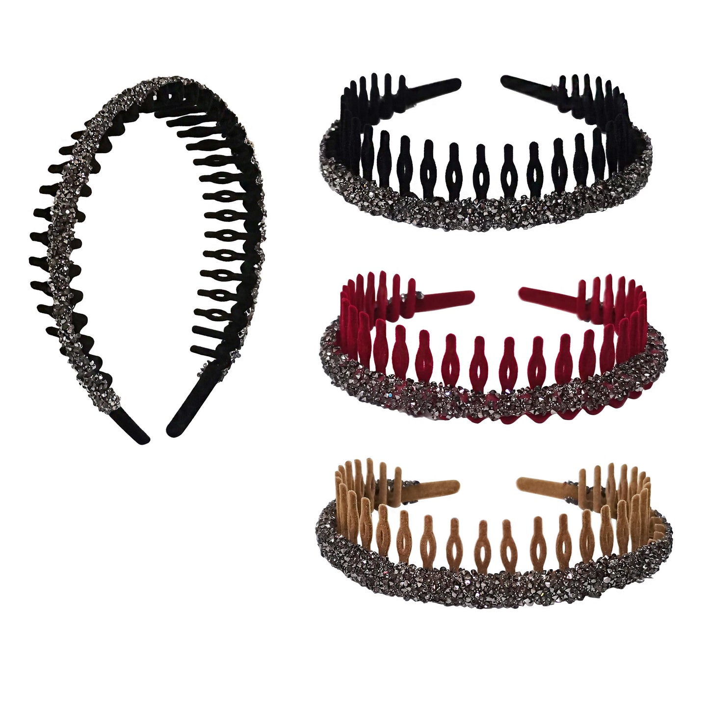 Rhinestone Teeth Comb Headband HB1229-1 (12PC)